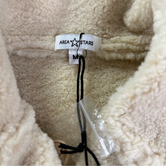 Area Stars Aurora Bomber Jacket Faux Suede Shearling Crop Boho Ivory Size M NEW - Picture 6 of 15